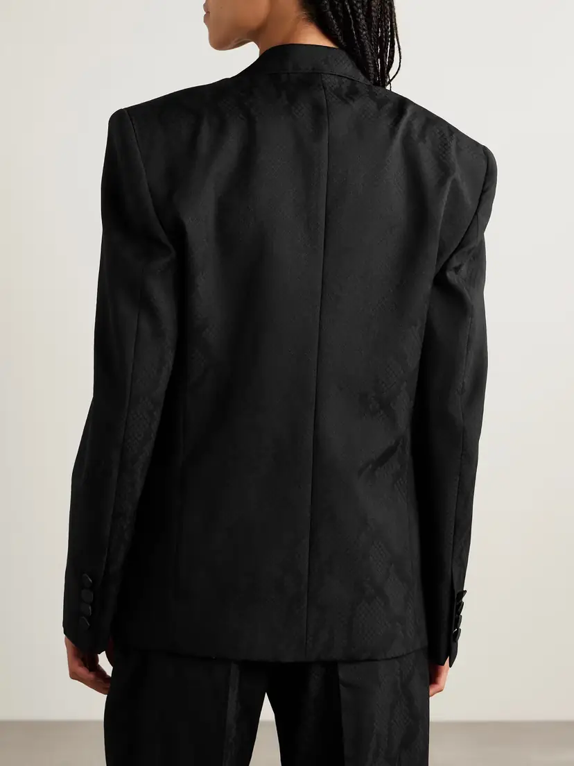 Stella McCartney Oversized Double-breasted Satin-trimmed Wool Blazer | Thumbnail 3 Stella McCartney Oversized Double-breasted Satin-trimmed Wool Blazer | Thumbnail 3