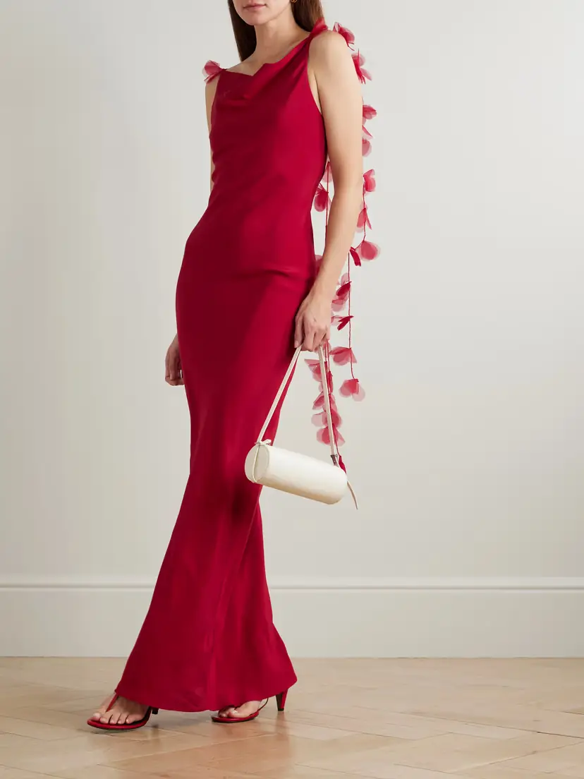 Cult Gaia Nymeria Open-back Organza-trimmed Silk-blend Satin Maxi Dress | Thumbnail 2