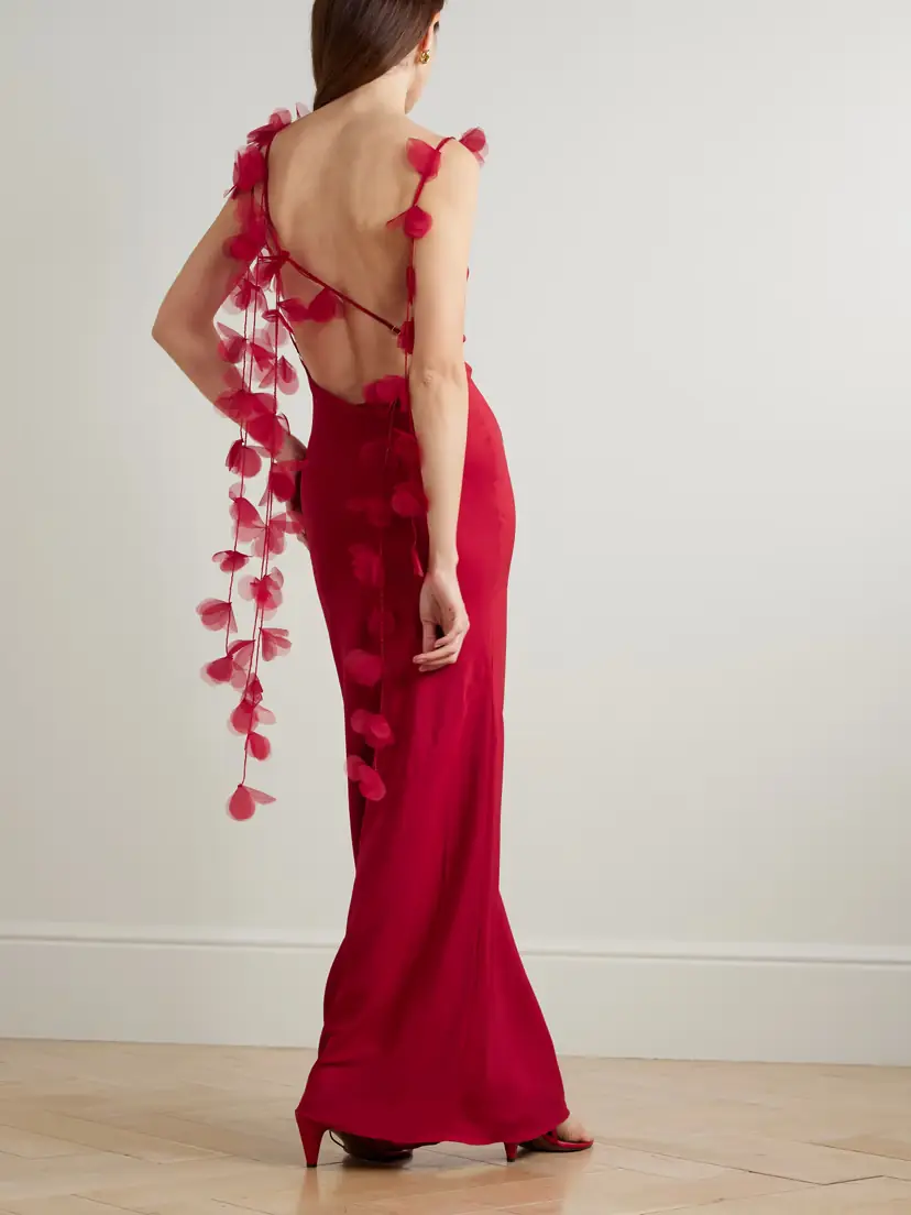 Cult Gaia Nymeria Open-back Organza-trimmed Silk-blend Satin Maxi Dress | Thumbnail 3