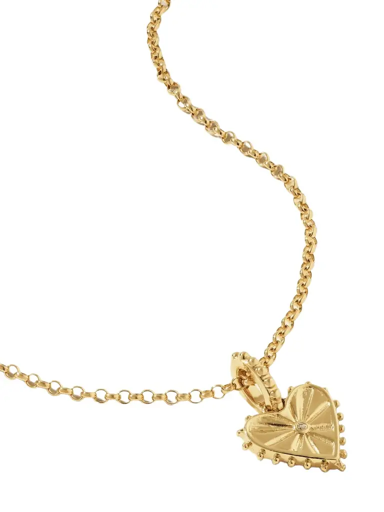 Marlo Laz Mini Dangling Heart 14-karat Gold Diamond Necklace | Image 1 Marlo Laz Mini Dangling Heart 14-karat Gold Diamond Necklace | Image 1