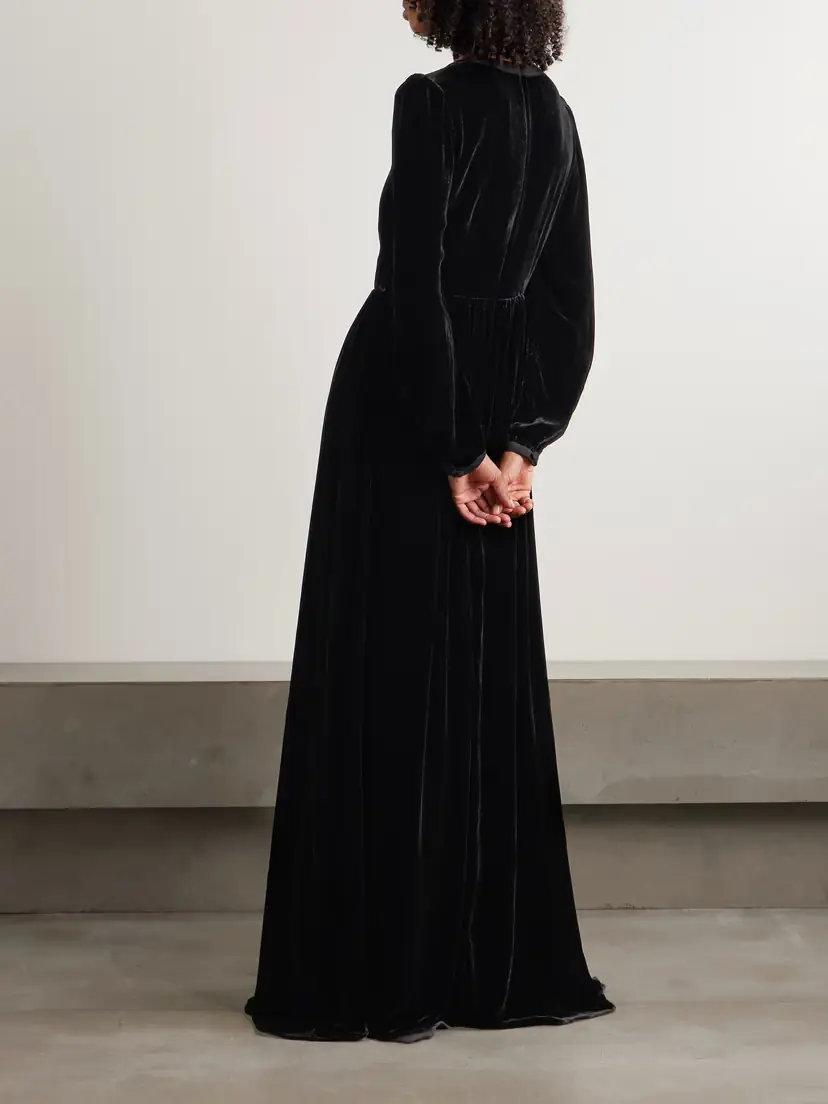 Saloni Camille Bow-embellished Velvet Gown | Thumbnail 3 Saloni Camille Bow-embellished Velvet Gown | Thumbnail 3