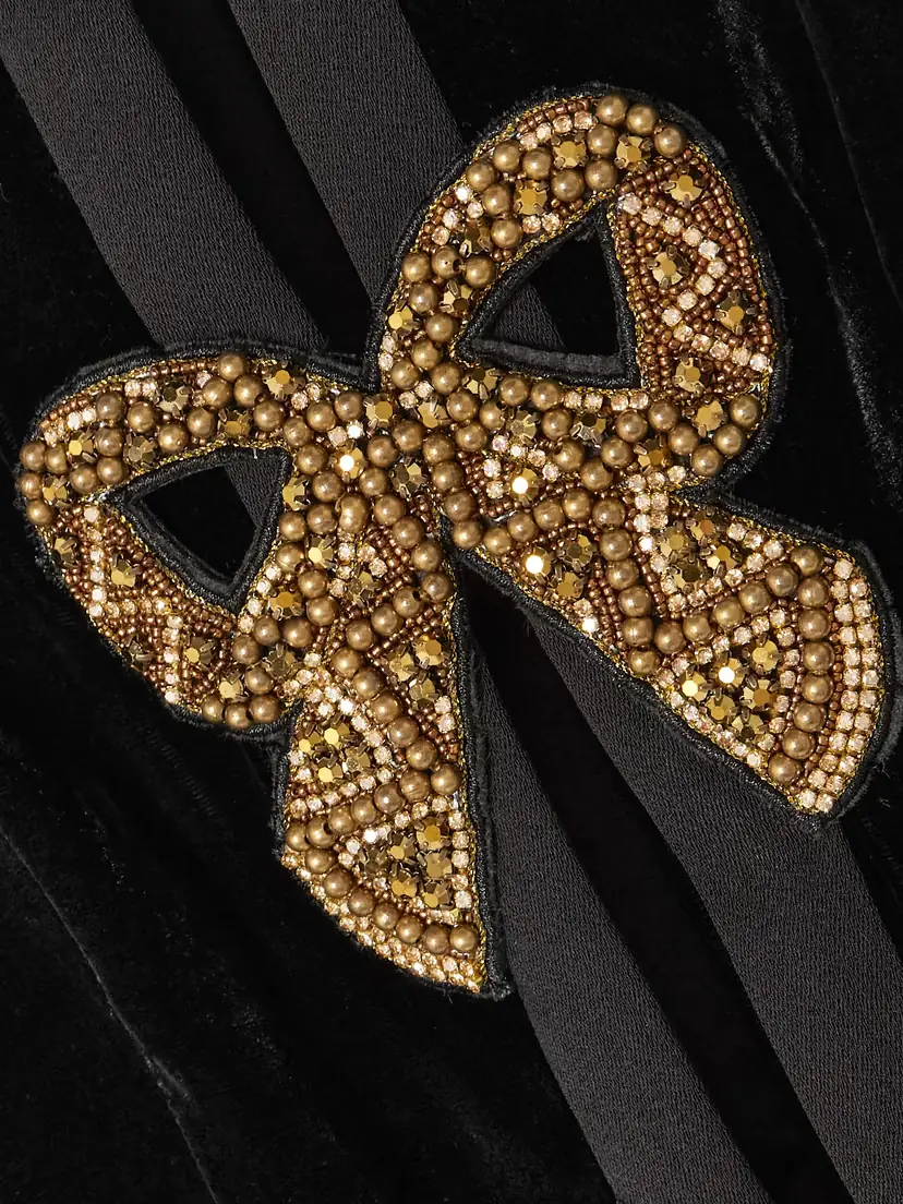 Saloni Camille Bow-embellished Velvet Gown | Thumbnail 4 Saloni Camille Bow-embellished Velvet Gown | Thumbnail 4