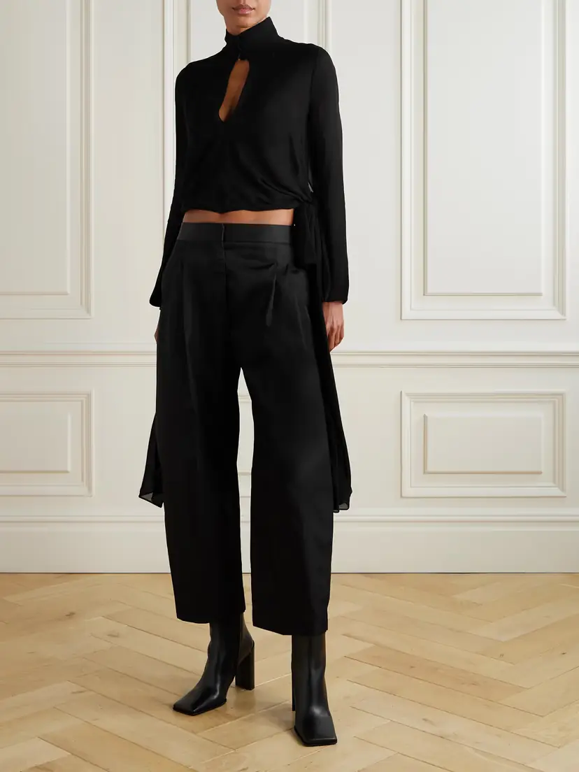 ALAÏA Taffeta Pleated Tapered Pants | Thumbnail 2