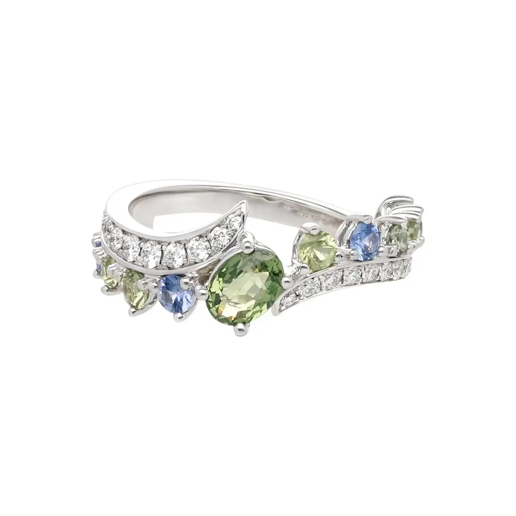 Gübelin Gübelin Feather 18K White Gold Sapphire & Diamond Ring Sz. 6 by The Solist