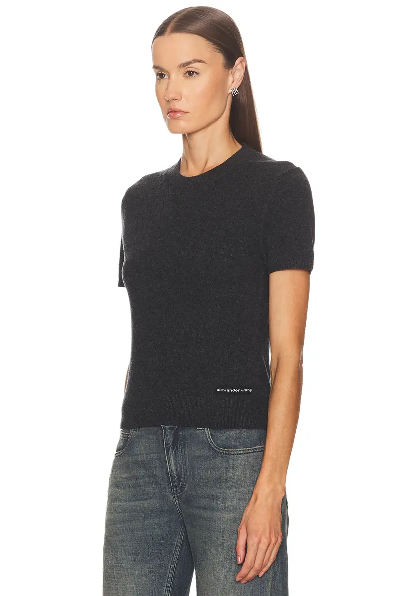 Alexander Wang Short Sleeve Crewneck Knit Logo Tee | Thumbnail 2 Alexander Wang Short Sleeve Crewneck Knit Logo Tee | Thumbnail 2