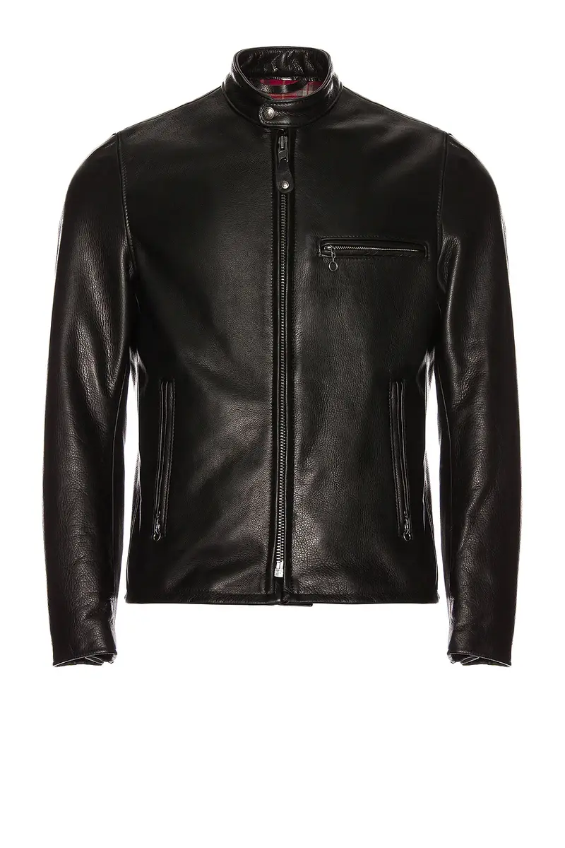 Schott Waxed Natural Pebbled Cowhide Cafe Leather Jacket | Thumbnail 2 Schott Waxed Natural Pebbled Cowhide Cafe Leather Jacket | Thumbnail 2