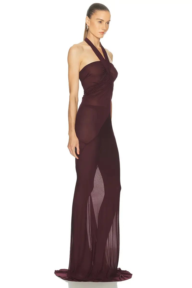 Atlein Halter Neck Ruched Gown | Thumbnail 2