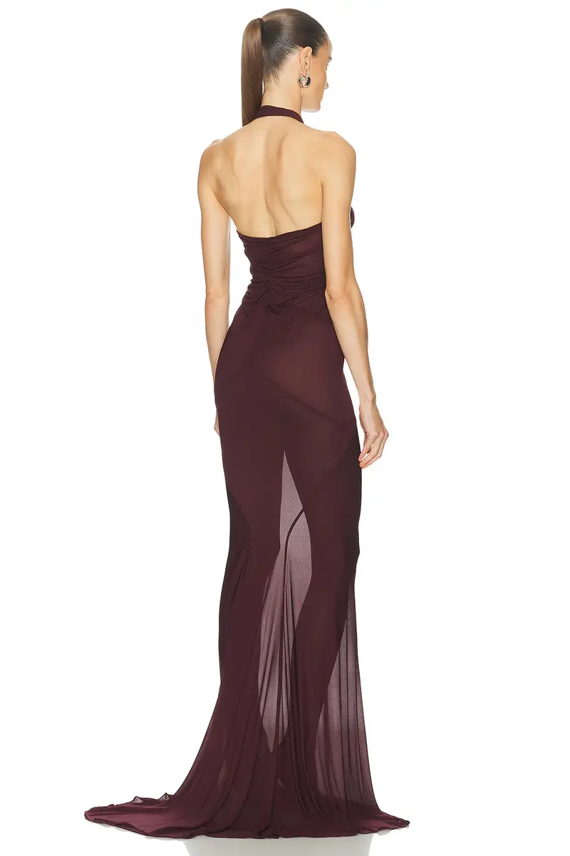 Atlein Halter Neck Ruched Gown | Thumbnail 3