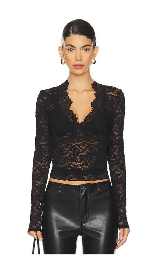 Free People x Intimately FP All Day Lace Long Sleeve Top In Black | Image 1 Free People x Intimately FP All Day Lace Long Sleeve Top In Black | Image 1