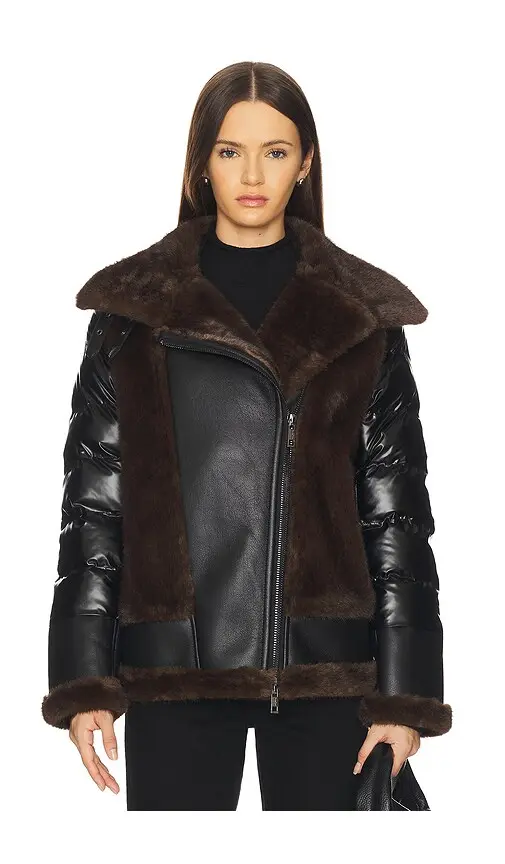 JOCELYN Faux Mink & Leather Moto Jacket | Thumbnail 2 JOCELYN Faux Mink & Leather Moto Jacket | Thumbnail 2