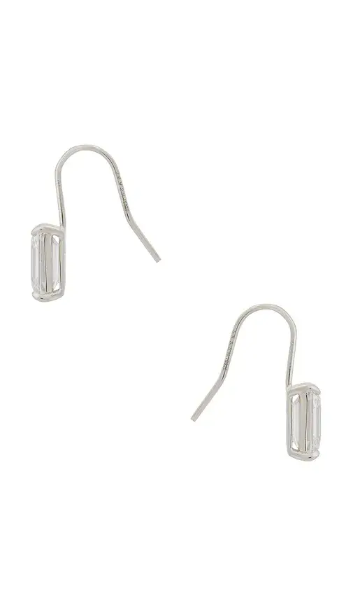 Shashi Emerald Baguette French Hook Earring | Thumbnail 2 Shashi Emerald Baguette French Hook Earring | Thumbnail 2