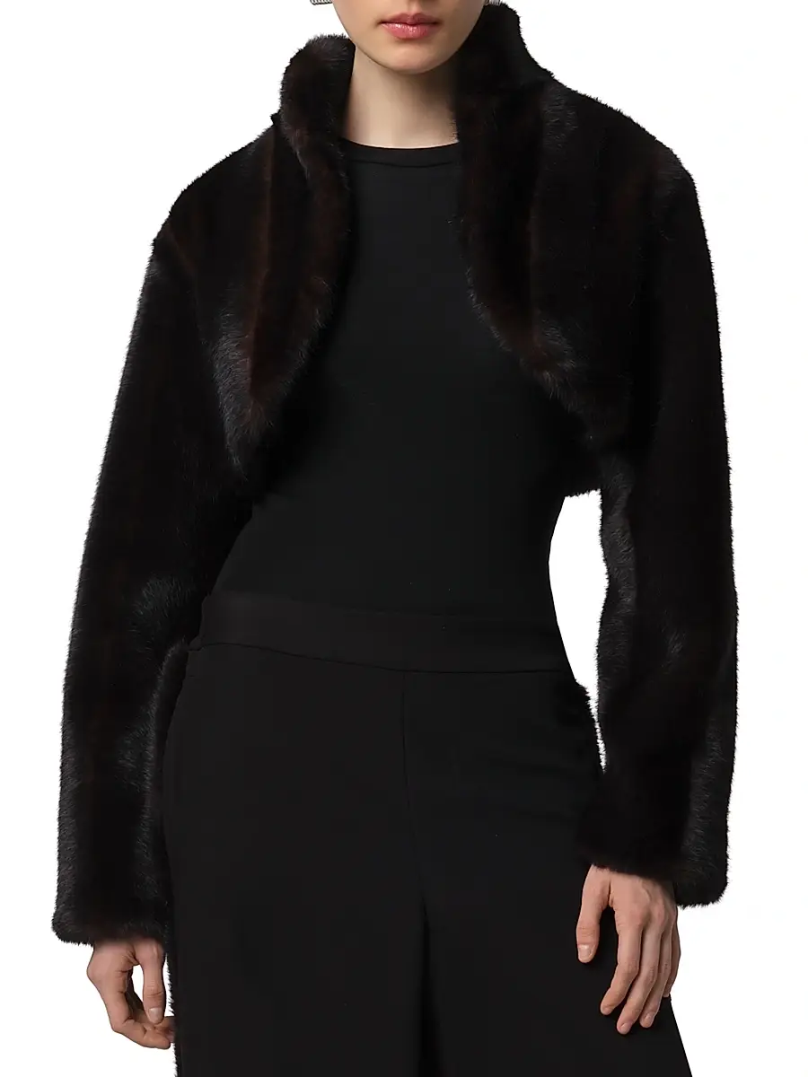 Apparis Women's Odette Faux Fur Crop Bolero | Thumbnail 3 Apparis Women's Odette Faux Fur Crop Bolero | Thumbnail 3