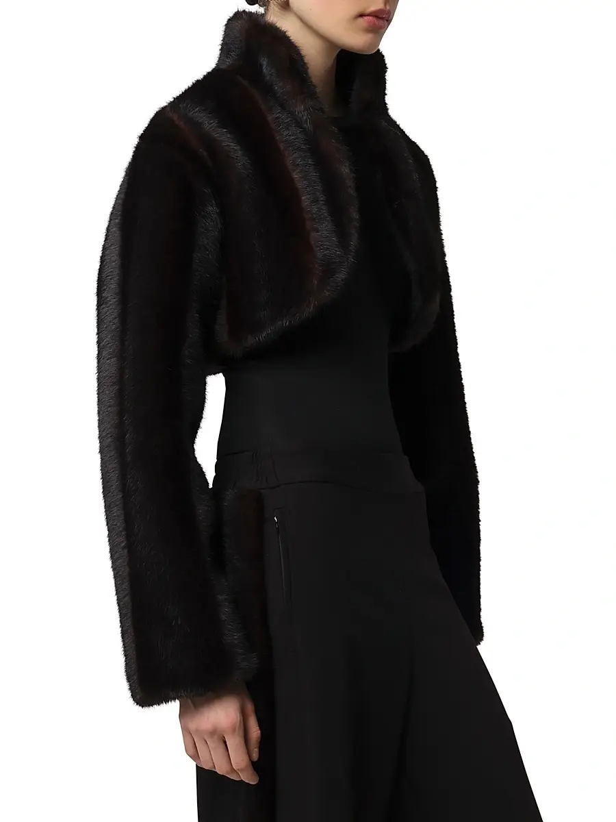 Apparis Women's Odette Faux Fur Crop Bolero | Thumbnail 4 Apparis Women's Odette Faux Fur Crop Bolero | Thumbnail 4