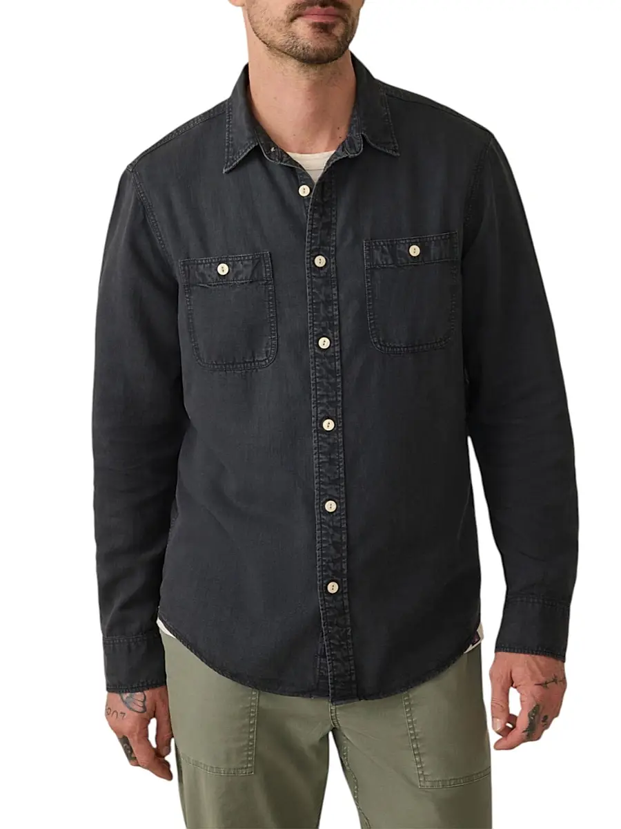 Faherty Brand Men's The Tried & True Chambray Workshirt - Durango Black - Size Small | Image 1 Faherty Brand Men's The Tried & True Chambray Workshirt - Durango Black - Size Small | Image 1