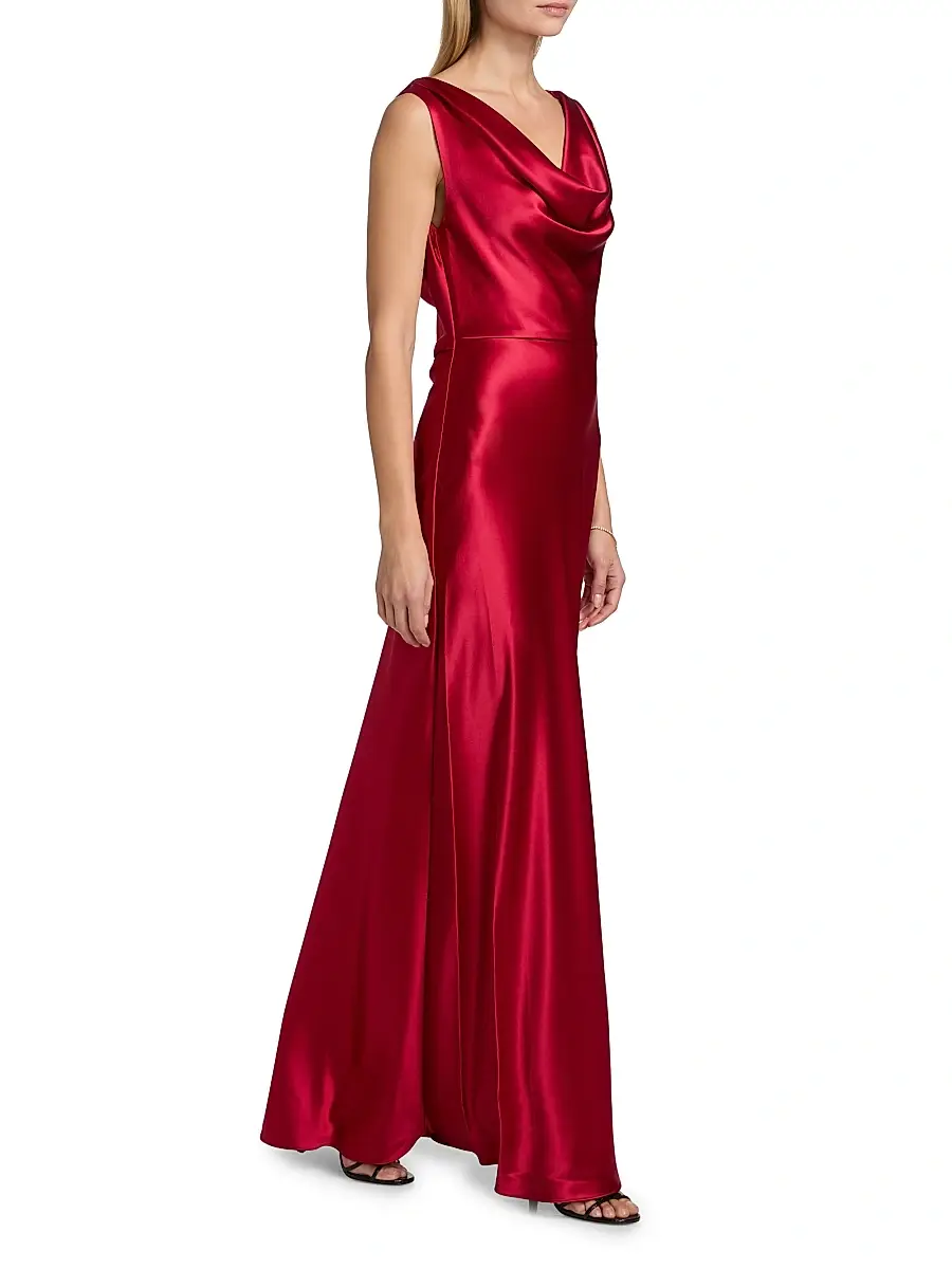 Milly Women's Elsa Satin Cowlneck Gown | Thumbnail 2 Milly Women's Elsa Satin Cowlneck Gown | Thumbnail 2