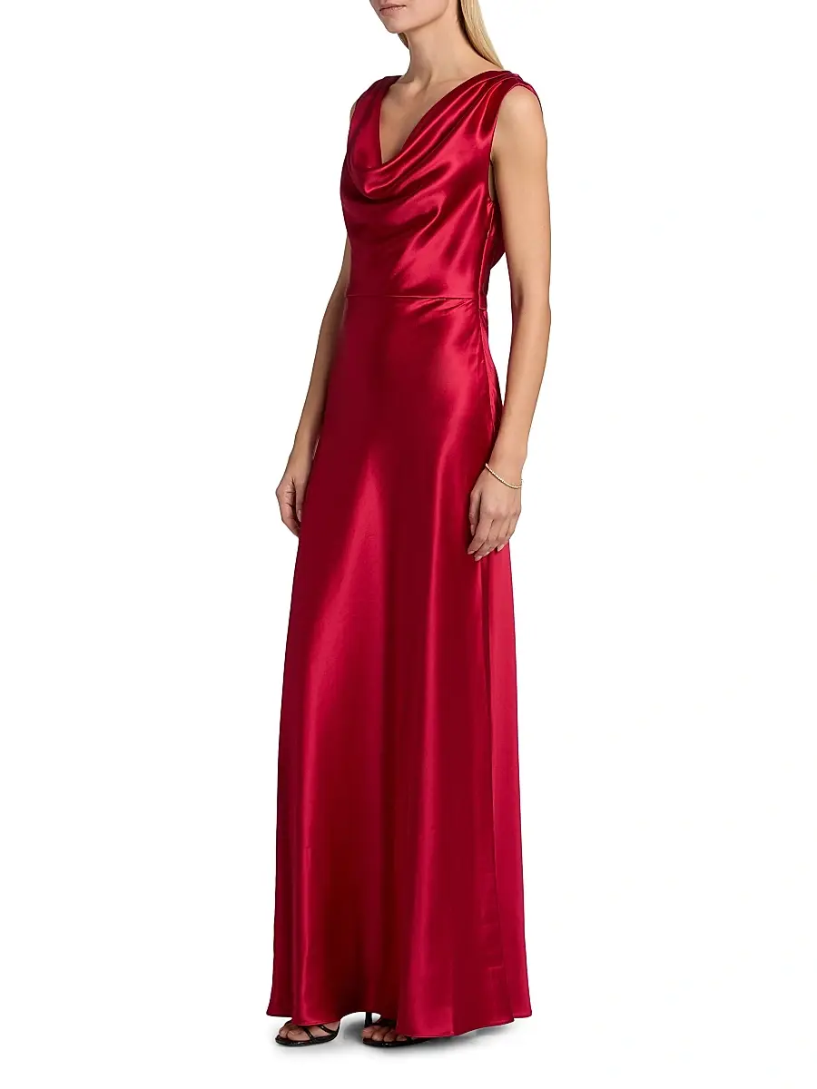 Milly Women's Elsa Satin Cowlneck Gown | Thumbnail 4 Milly Women's Elsa Satin Cowlneck Gown | Thumbnail 4
