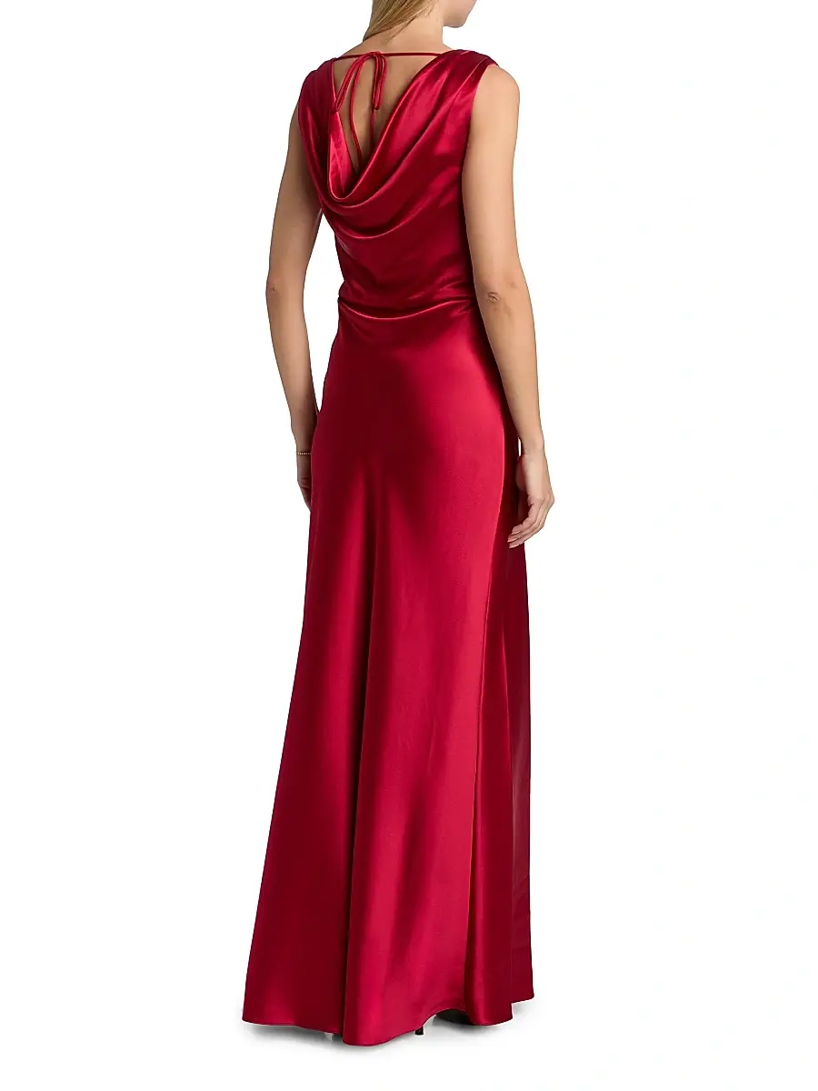 Milly Women's Elsa Satin Cowlneck Gown | Thumbnail 5 Milly Women's Elsa Satin Cowlneck Gown | Thumbnail 5