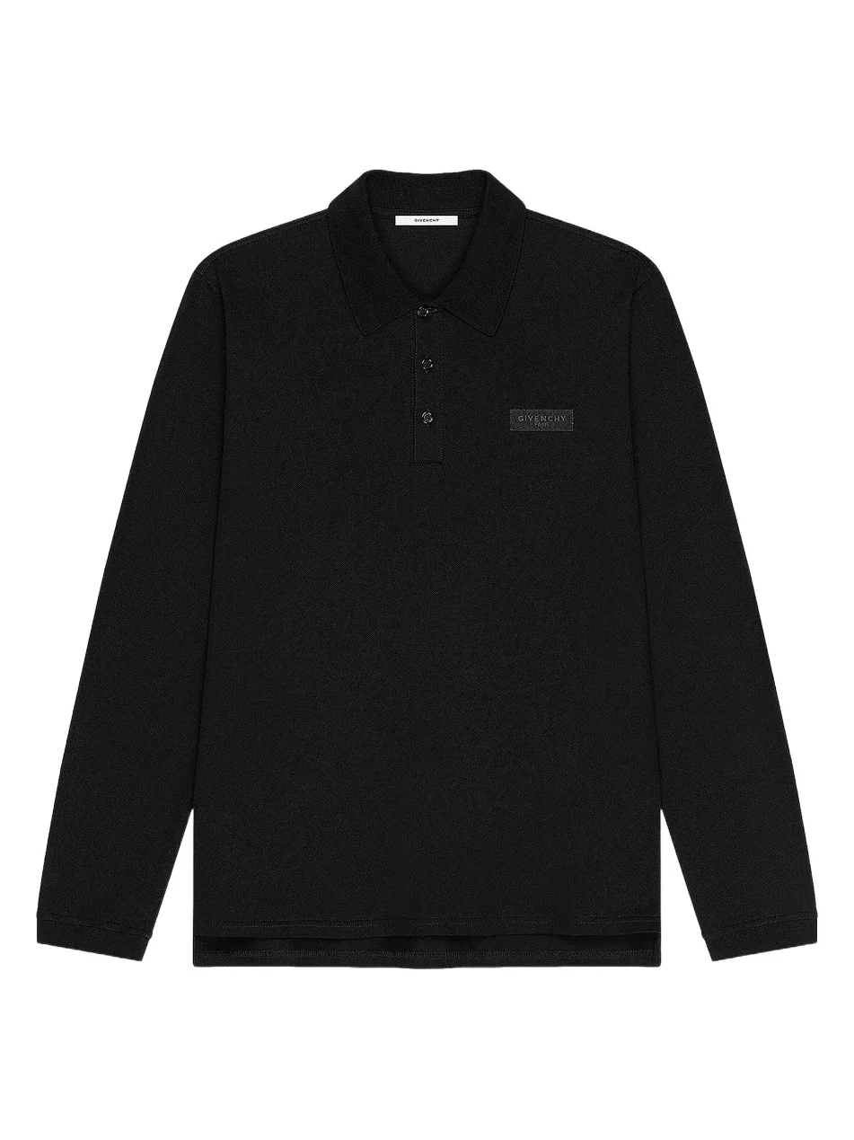 Men's Polo Shirt in Cotton with Gros Grain - Black Men's Polo Shirt in Cotton with Gros Grain - Black