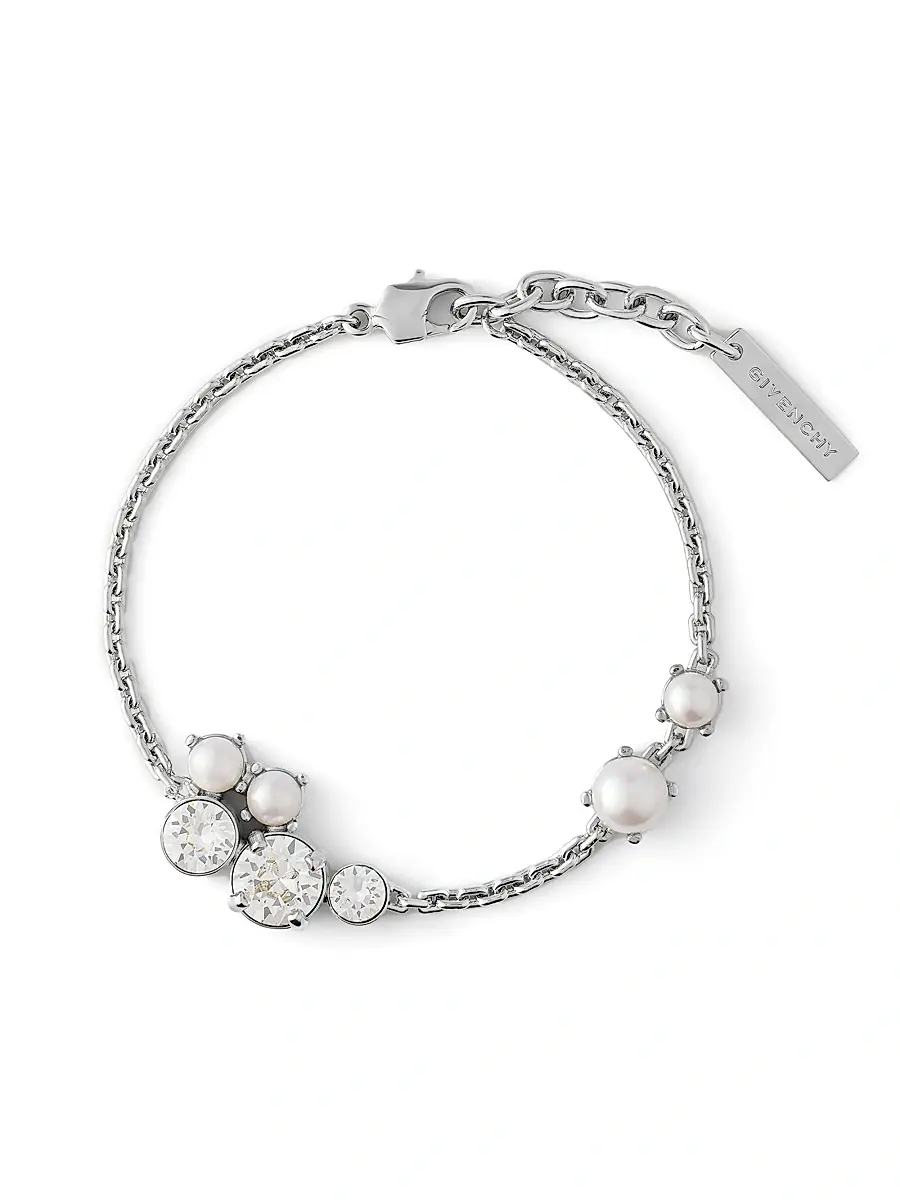 Givenchy Women's Crystal Pearl Bracelet Necklace in Metal, Crystals and Pearls - White Silvery | Image 1 Givenchy Women's Crystal Pearl Bracelet Necklace in Metal, Crystals and Pearls - White Silvery | Image 1