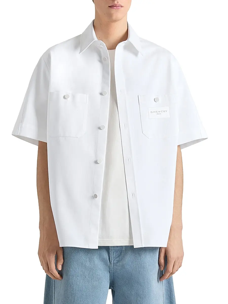 Givenchy Men's Couture Seam Shirt in Cotton with Patch - White | Thumbnail 4 Givenchy Men's Couture Seam Shirt in Cotton with Patch - White | Thumbnail 4