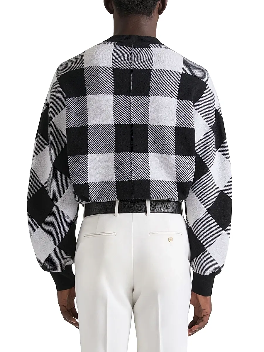 Givenchy Men's Checked Sweater in Wool - Black White | Thumbnail 3 Givenchy Men's Checked Sweater in Wool - Black White | Thumbnail 3