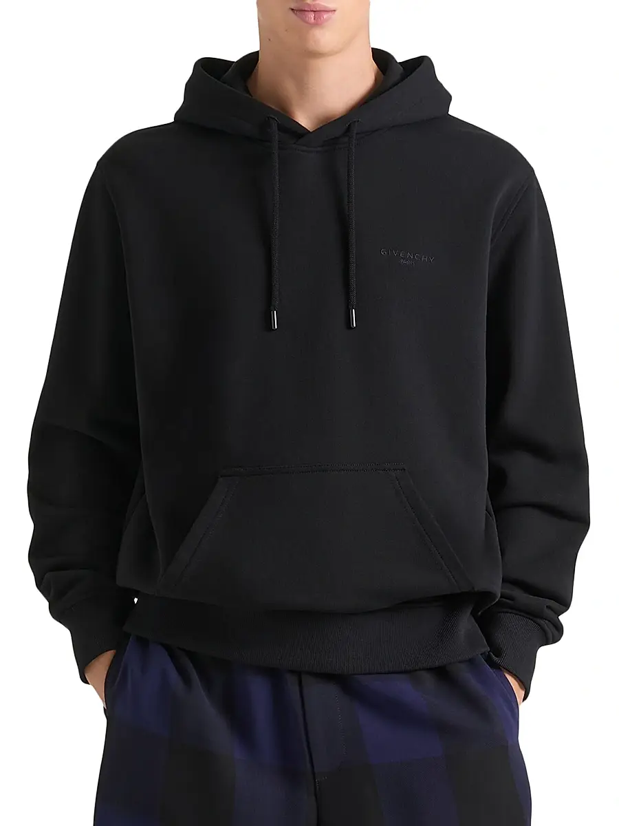 Givenchy Men's Couture Seam Hoodie in Fleece with Clapperboard Print - Black | Thumbnail 3 Givenchy Men's Couture Seam Hoodie in Fleece with Clapperboard Print - Black | Thumbnail 3