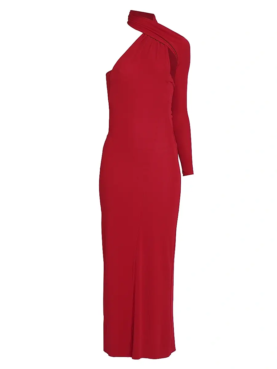 Courreges Women's One-Shoulder Crepe Jersey Gown - Ruby | Image 1 Courreges Women's One-Shoulder Crepe Jersey Gown - Ruby | Image 1