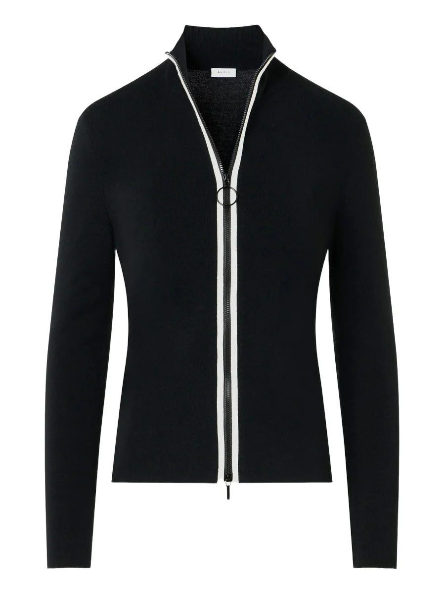 Women's Stripe Stretch Wool Zip Cardigan Women's Stripe Stretch Wool Zip Cardigan