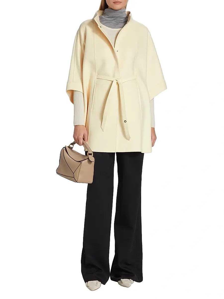 Loro Piana Women's Salzburg Belted Cashmere Cape - Shady Slate | Thumbnail 2 Loro Piana Women's Salzburg Belted Cashmere Cape - Shady Slate | Thumbnail 2