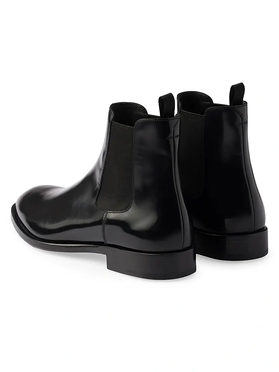 Prada Men's Brushed Leather Chelsea Boots | Thumbnail 3