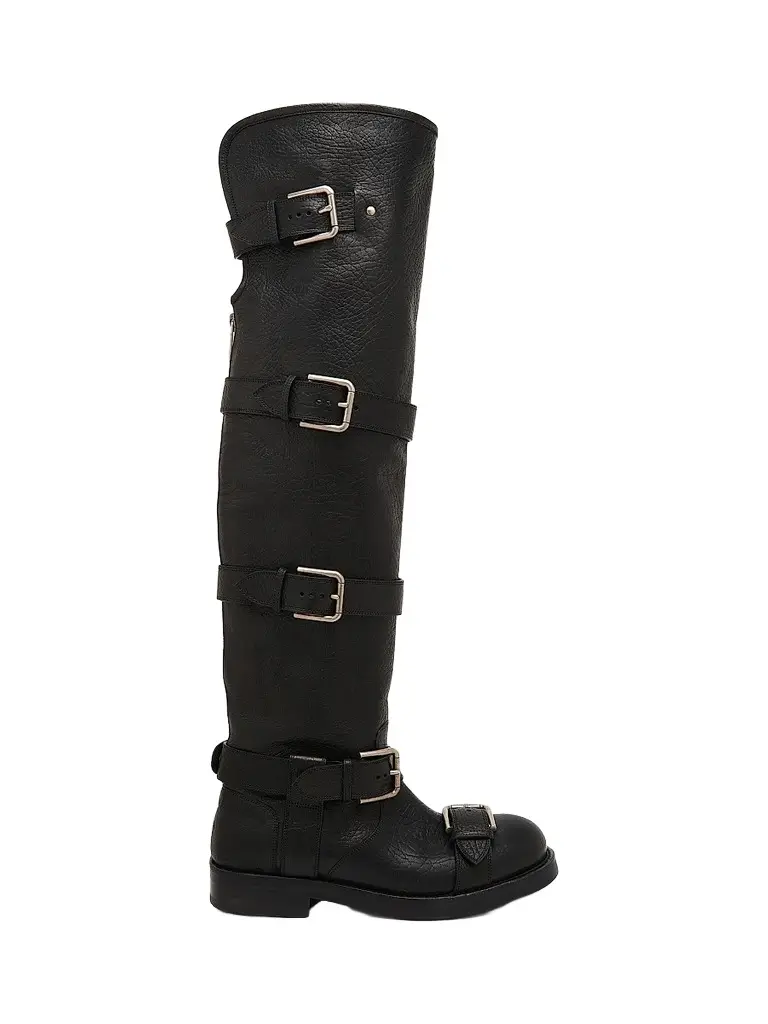 Dolce & Gabbana Women's Buckle-Detail Leather Over-The-Knee Moto Boots - Nero - Size 7 | Image 1 Dolce & Gabbana Women's Buckle-Detail Leather Over-The-Knee Moto Boots - Nero - Size 7 | Image 1
