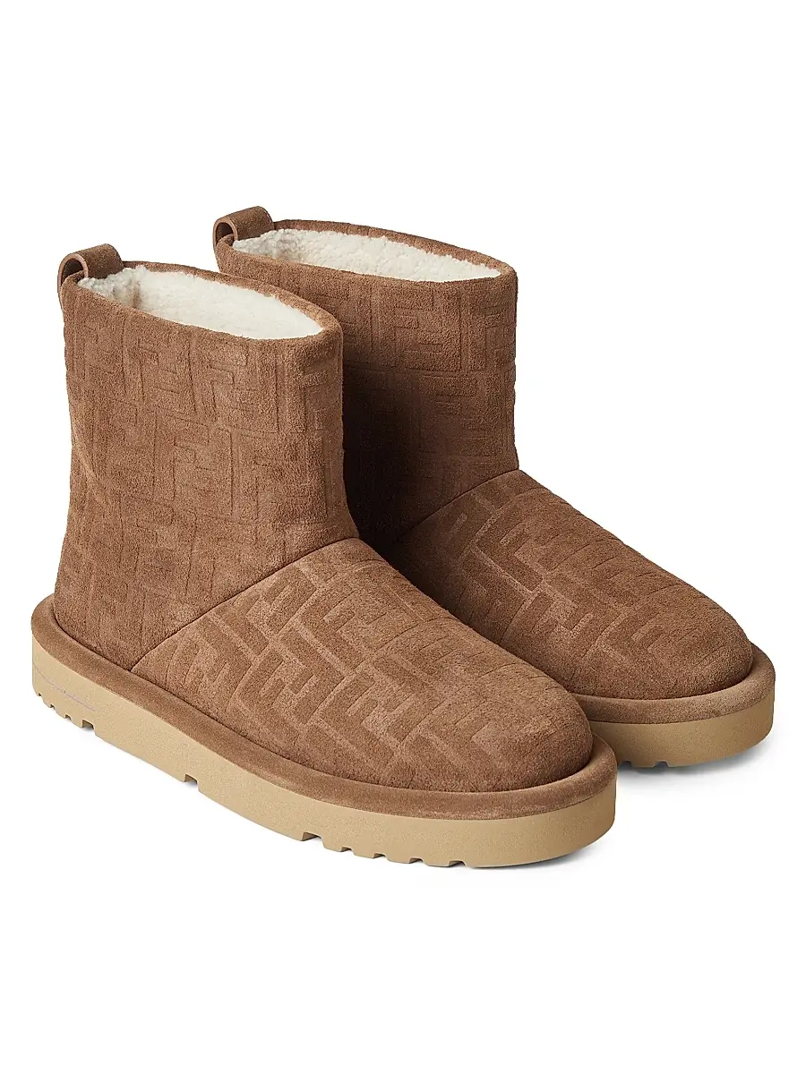 Fendi Men's Afterski Suede & Shearling Boots - Tabacco Latte | Thumbnail 4 Fendi Men's Afterski Suede & Shearling Boots - Tabacco Latte | Thumbnail 4