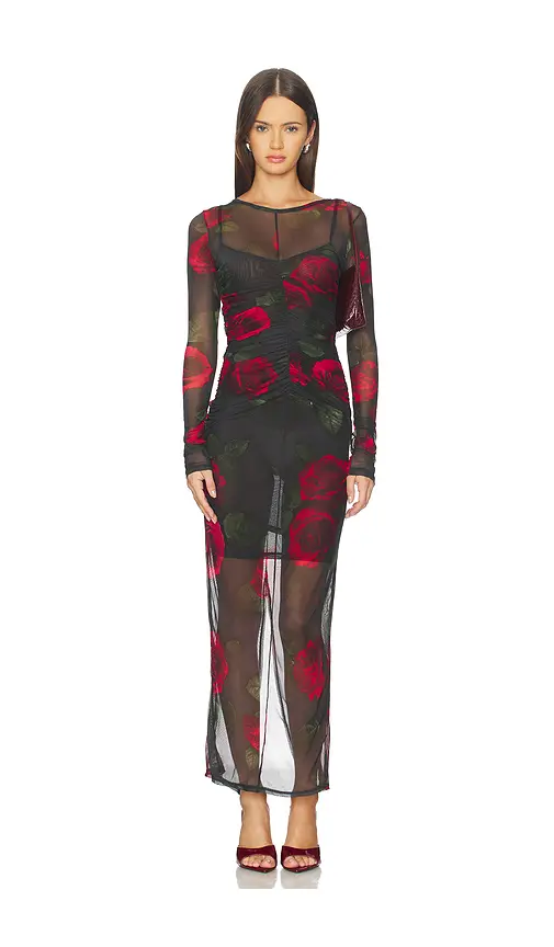 Good American Mesh Ruched Maxi Dress | Image 1 Good American Mesh Ruched Maxi Dress | Image 1