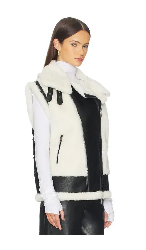 JOCELYN Faux Shearling & Leather Moto Vest | Thumbnail 2 JOCELYN Faux Shearling & Leather Moto Vest | Thumbnail 2
