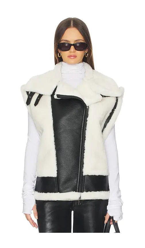 JOCELYN Faux Shearling & Leather Moto Vest