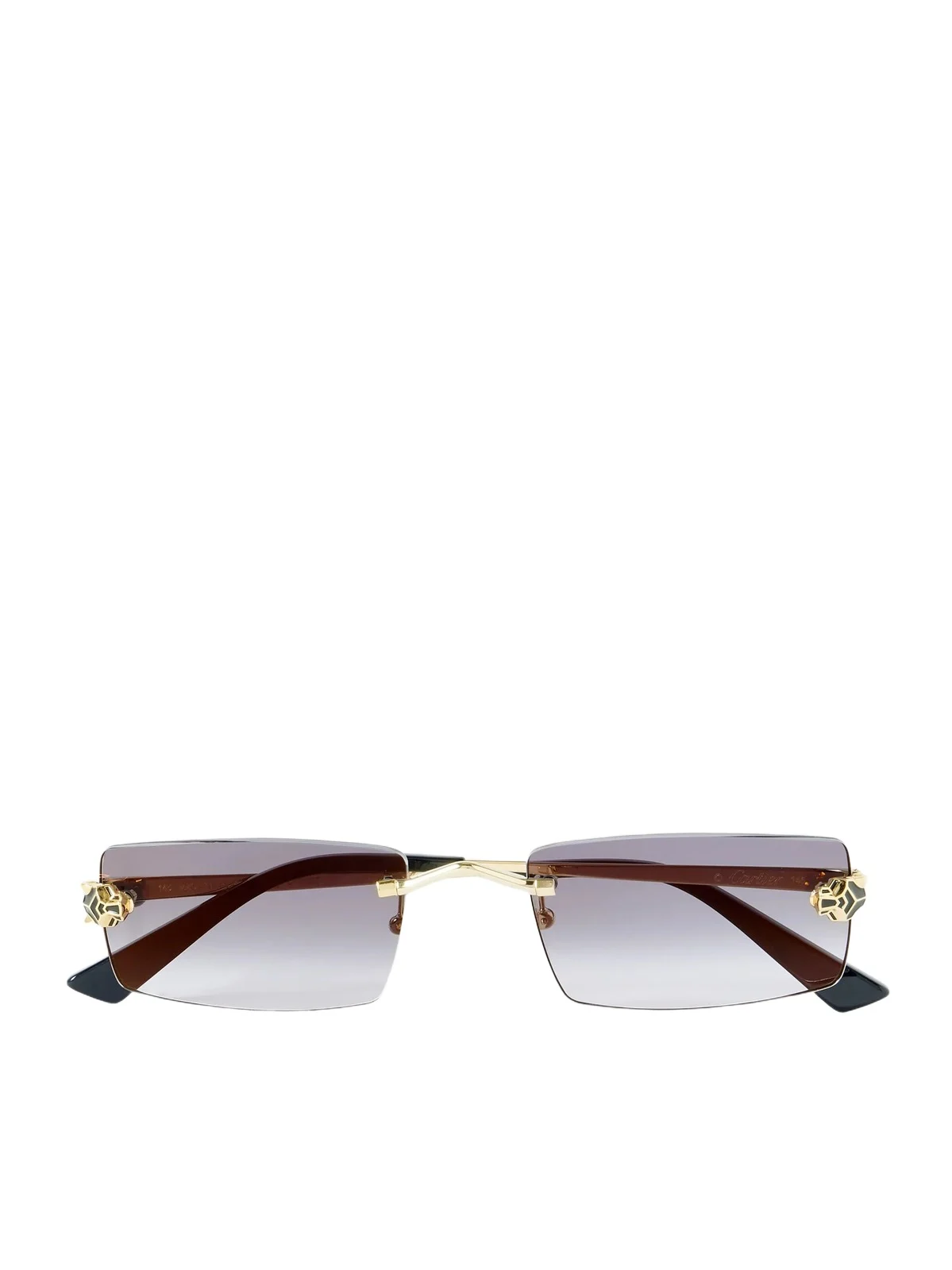 Cartier Eyewear Panthère de Cartier Rectangular-Frame Rimless Gold-Tone Metal Sunglasses - Men