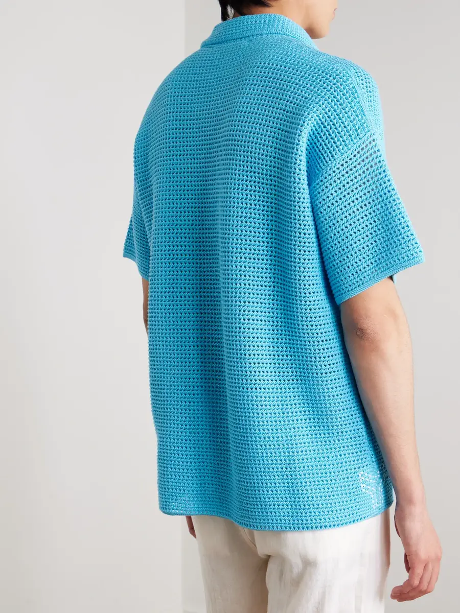 Orlebar Brown Lamborghini Thomas Open-Knit Organic Cotton Shirt - Men | Thumbnail 3 Orlebar Brown Lamborghini Thomas Open-Knit Organic Cotton Shirt - Men | Thumbnail 3
