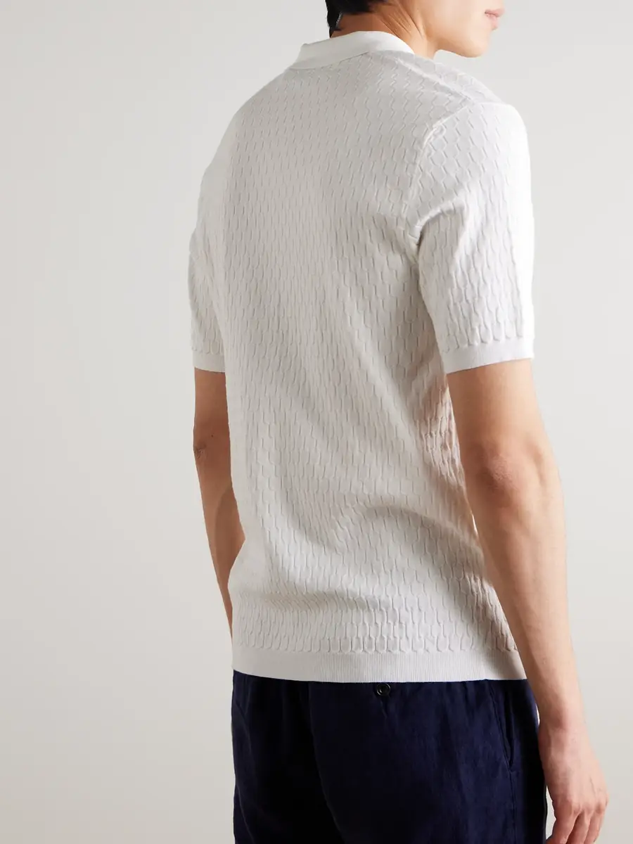 Orlebar Brown Lamborghini Horton Esagono Honeycomb-Knit LENZING™-Blend Polo Shirt - Men | Thumbnail 3
