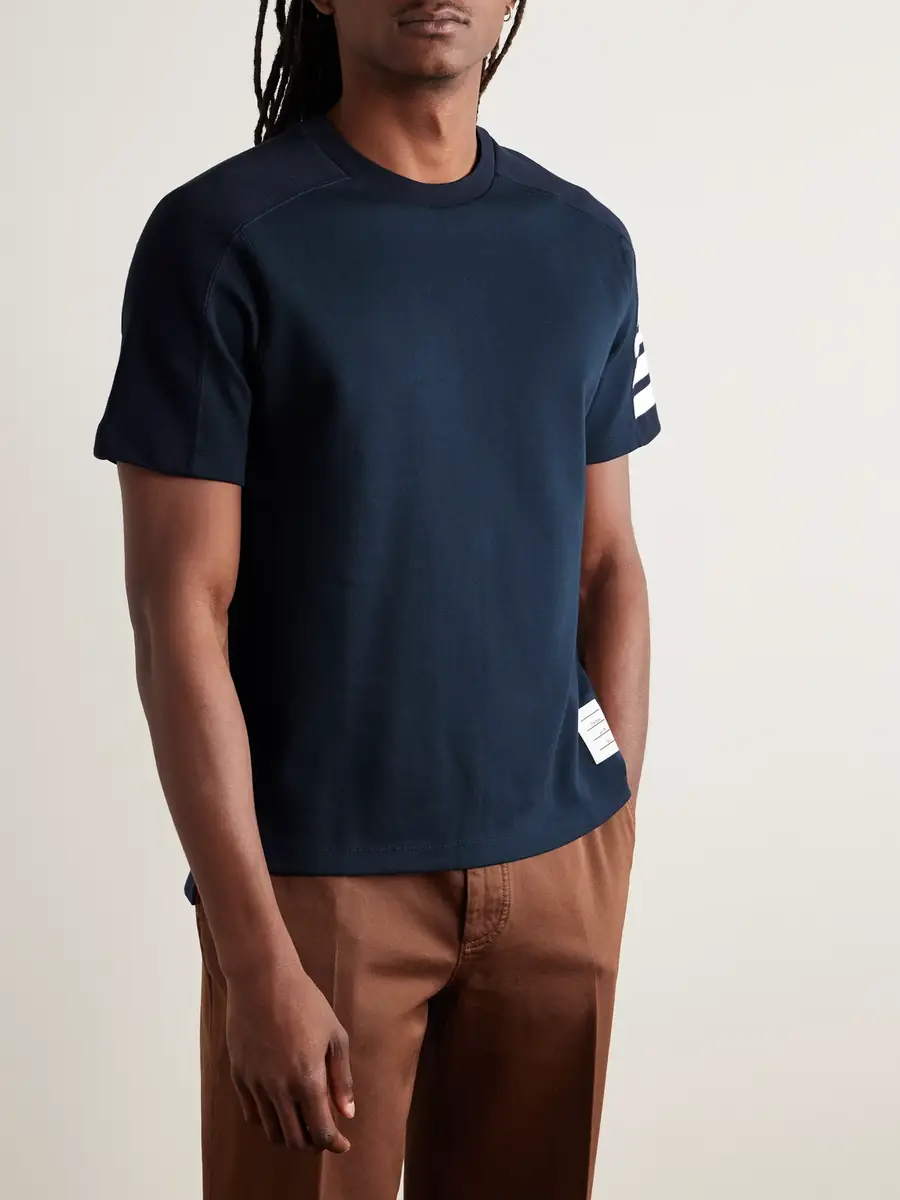 Thom Browne Striped Cotton-Jersey T-Shirt - Men | Thumbnail 3