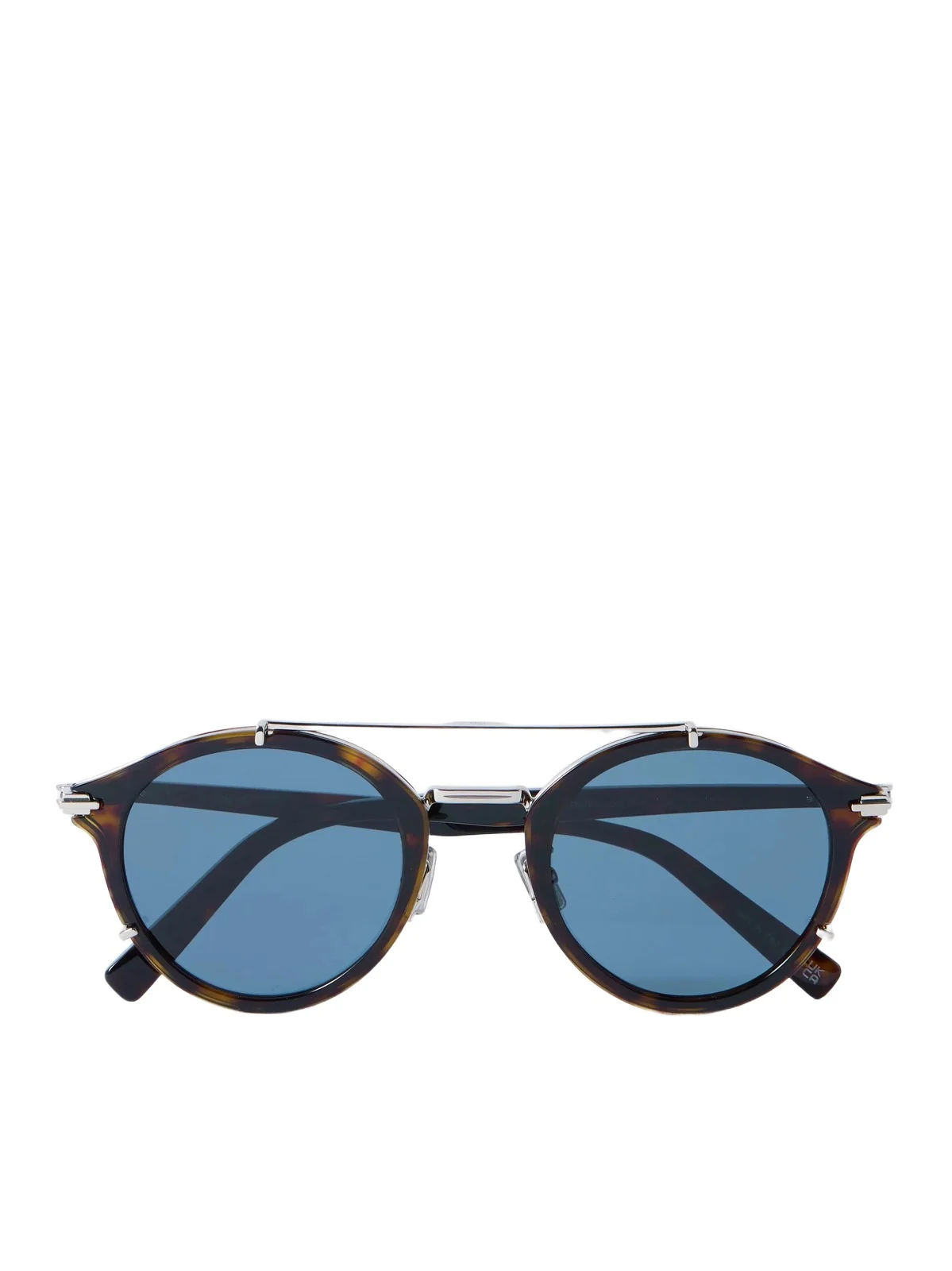 DIOR Eyewear DiorBlackSuit R7U Double-Bridge Round-Frame Tortoiseshell Acetate and Silver-Tone Metal Sunglasses - Men