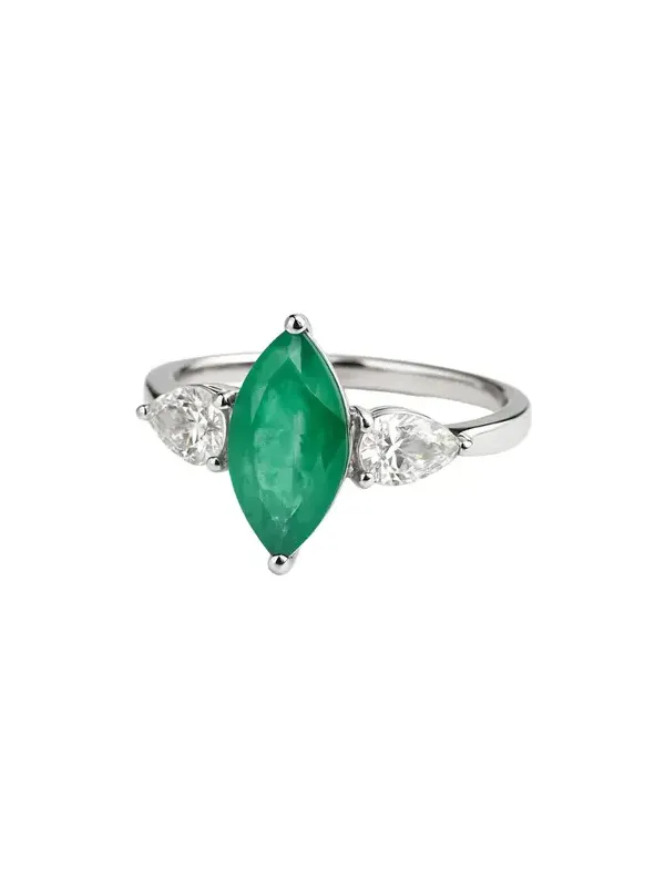 1.79 Diamond Emerald 18K Gold Statement Ring 1.79 Diamond Emerald 18K Gold Statement Ring