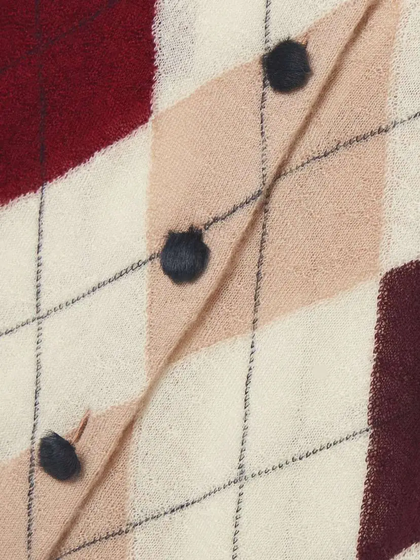 Khaite Charli Calf Hair-trimmed Argyle Cashmere And Mohair-blend Cardigan | Thumbnail 4 Khaite Charli Calf Hair-trimmed Argyle Cashmere And Mohair-blend Cardigan | Thumbnail 4