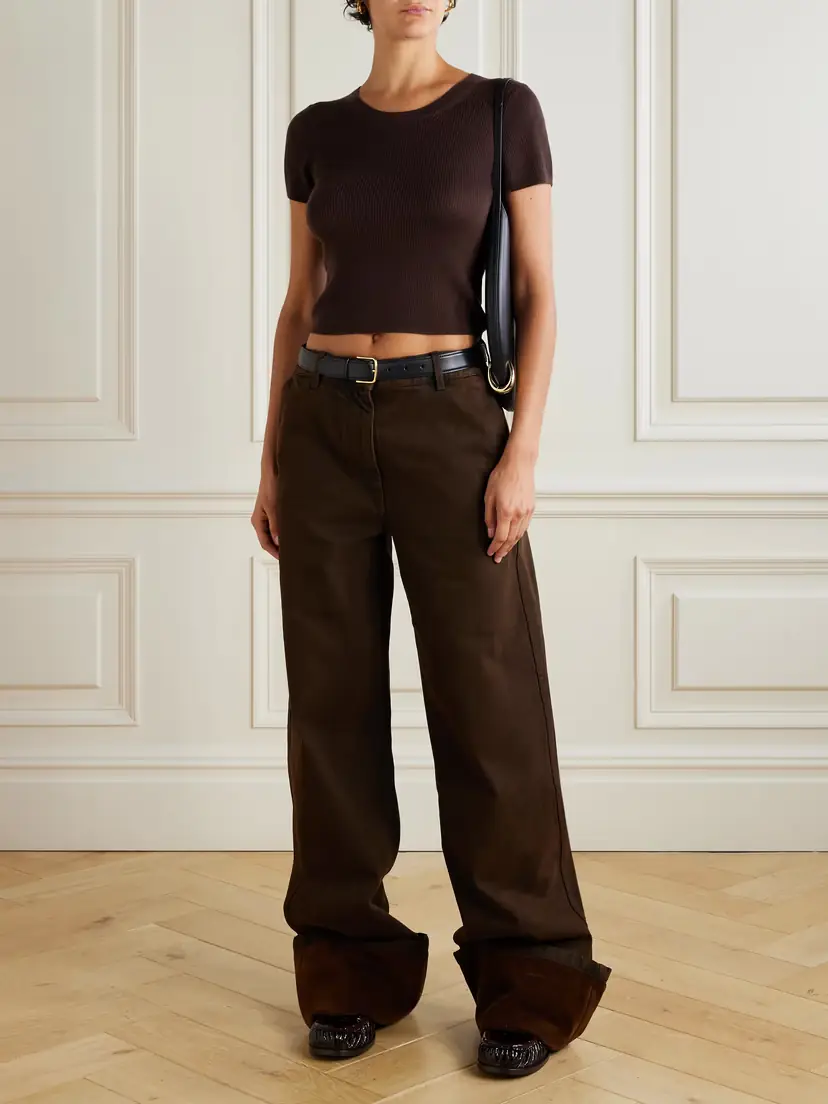 ÉTERNE Baby Tee Cropped Ribbed Cashmere T-shirt | Thumbnail 2