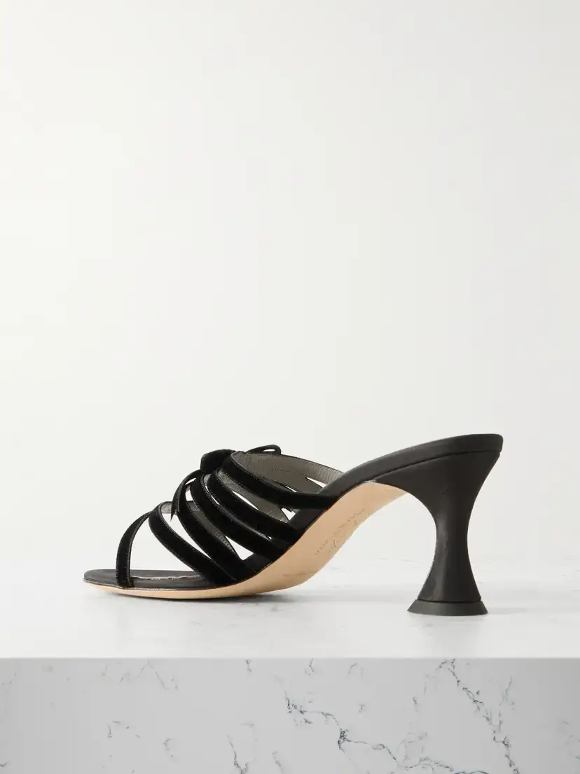 Manolo Blahnik Clementel 70 Velvet-trimmed Satin Mules | Thumbnail 3 Manolo Blahnik Clementel 70 Velvet-trimmed Satin Mules | Thumbnail 3