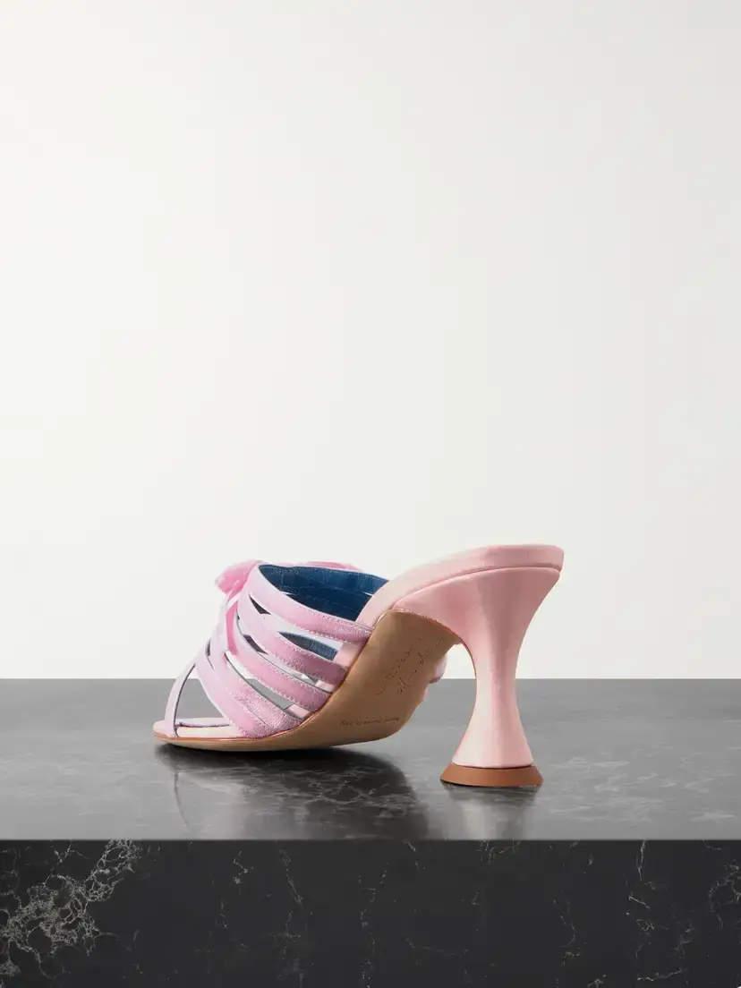 Manolo Blahnik Clementel 70 Velvet-trimmed Satin Mules | Thumbnail 3