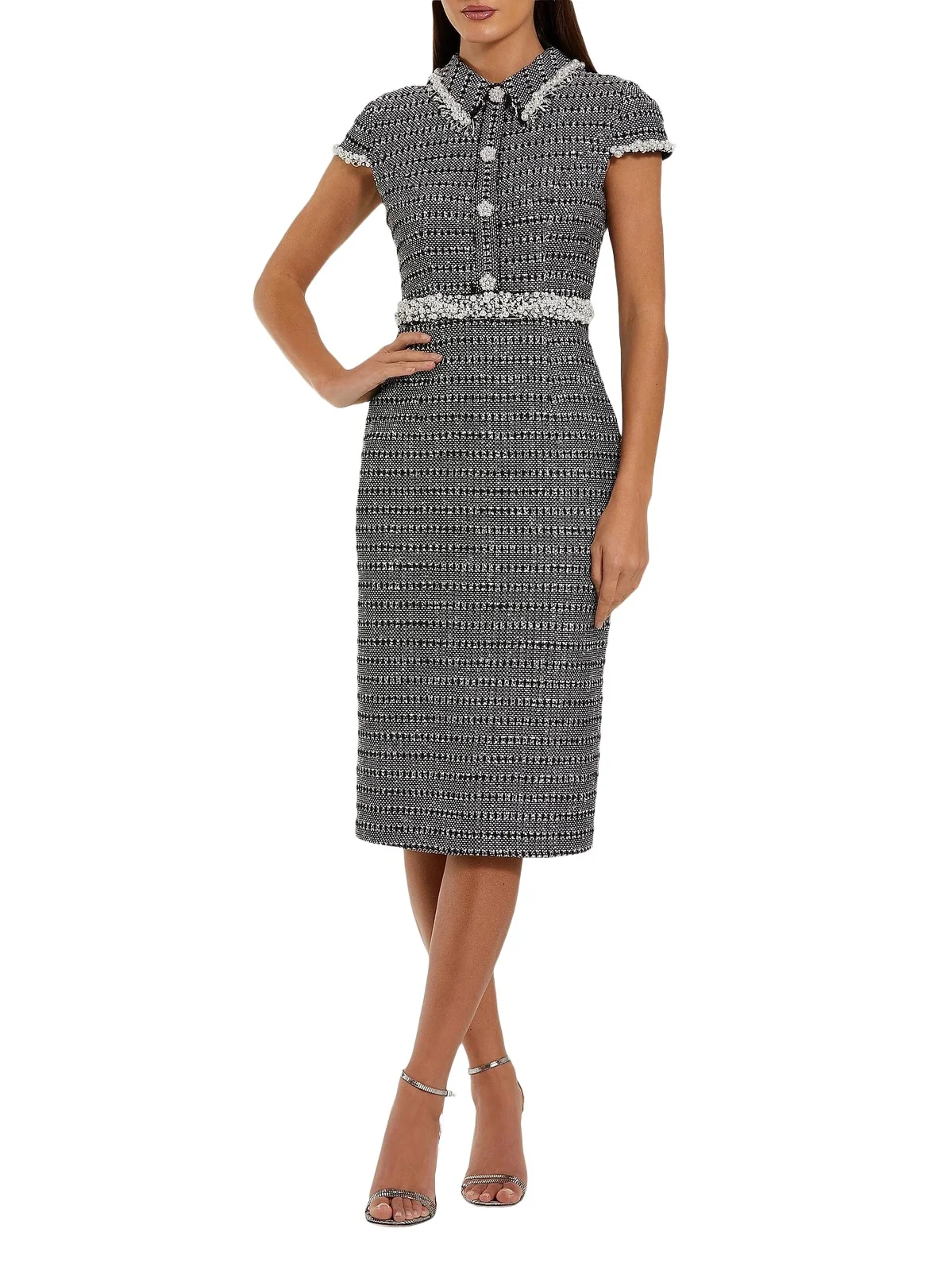 Women's Bouclé Collared Midi-Dress Women's Bouclé Collared Midi-Dress