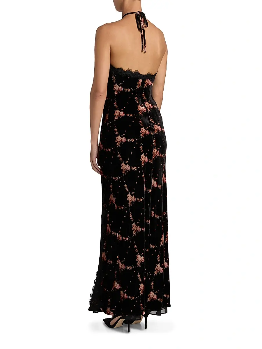 Cara Cara Women's June Floral Velvet Halterneck Maxi Dress | Thumbnail 5 Cara Cara Women's June Floral Velvet Halterneck Maxi Dress | Thumbnail 5