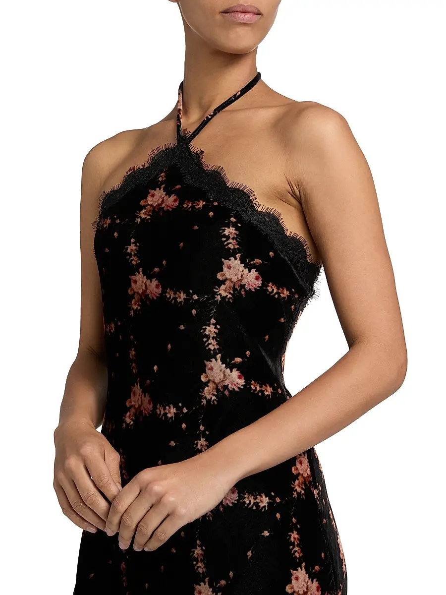 Cara Cara Women's June Floral Velvet Halterneck Maxi Dress | Thumbnail 6 Cara Cara Women's June Floral Velvet Halterneck Maxi Dress | Thumbnail 6