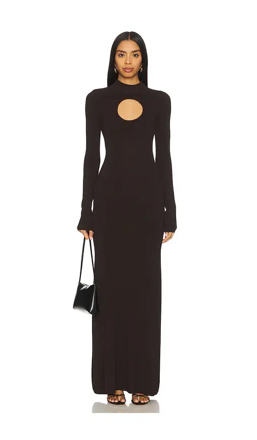 NICHOLAS Diantha Long Sleeve Midi Dress With Circle Cutout | Image 1 NICHOLAS Diantha Long Sleeve Midi Dress With Circle Cutout | Image 1