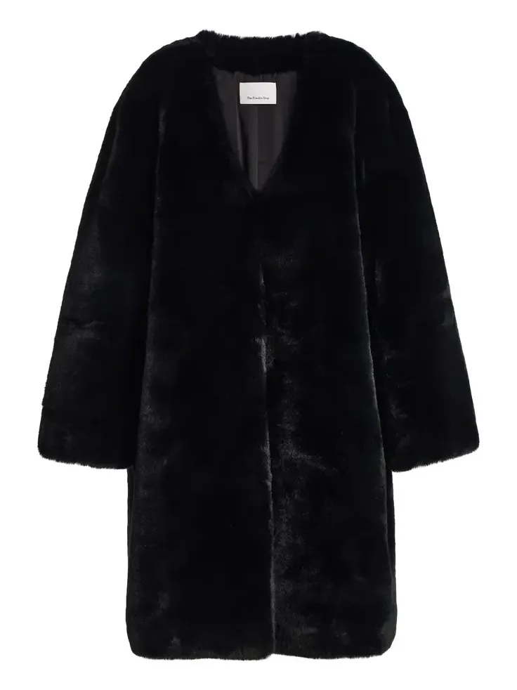 Matera Collarless Faux Fur Coat Matera Collarless Faux Fur Coat